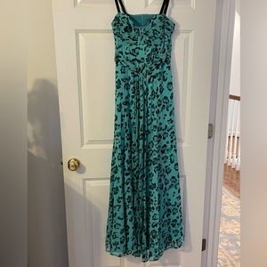 NANETTE LEPORE SIZE 6 Aqua/Teal leopard chiffon gown